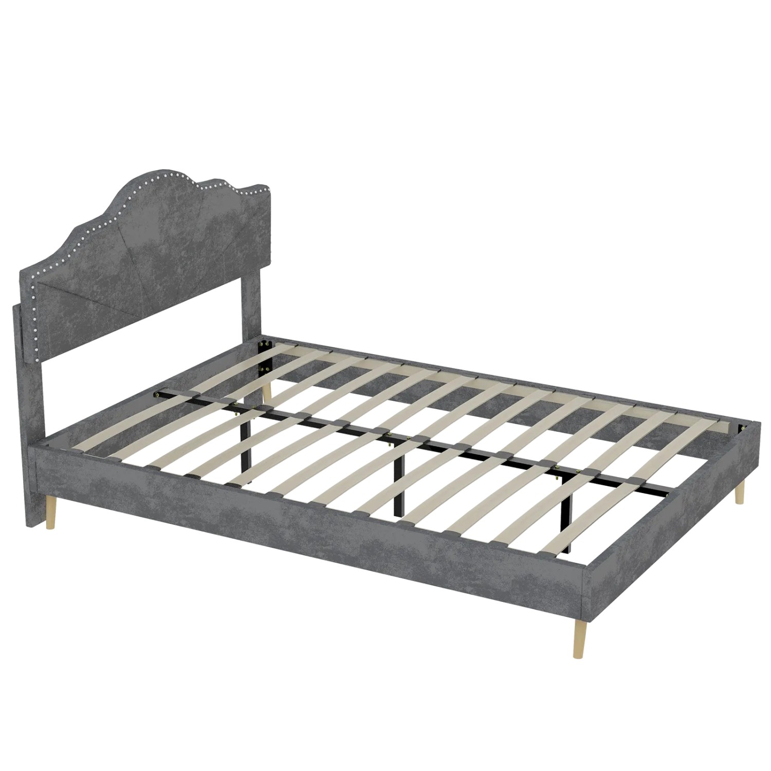 Okwish Polsterbett 140x200cm Mit Kopfteil Schlafzimmer Grau Ohne Matratze