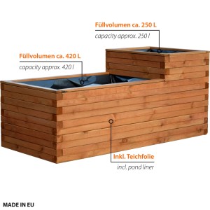 Dobar Gartenteich Superb inkl. Teichfolie Kiefer Braun 180 x 78 x 80 cm FSC®