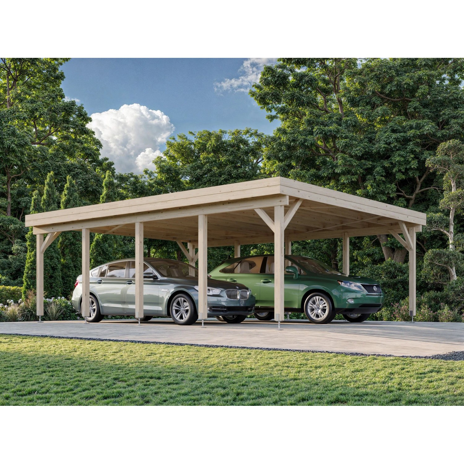 Palmako Doppelcarport Karl Klar tauchgrundiert 600 cm x 762 cm