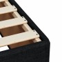Detailansicht Boxspringbett, schwarzer Stoffbezug, Lattenrost. Bett für erholsamen Schlaf.