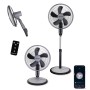 Könighaus 3-in-1 Ventilator, weiß, als Stand-, Tisch- und Wandventilator mit Fernbedienung und App-Steuerung.