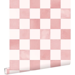 ESTAhome Tapete Karomuster Rosa und Weiß 50 x 900 cm