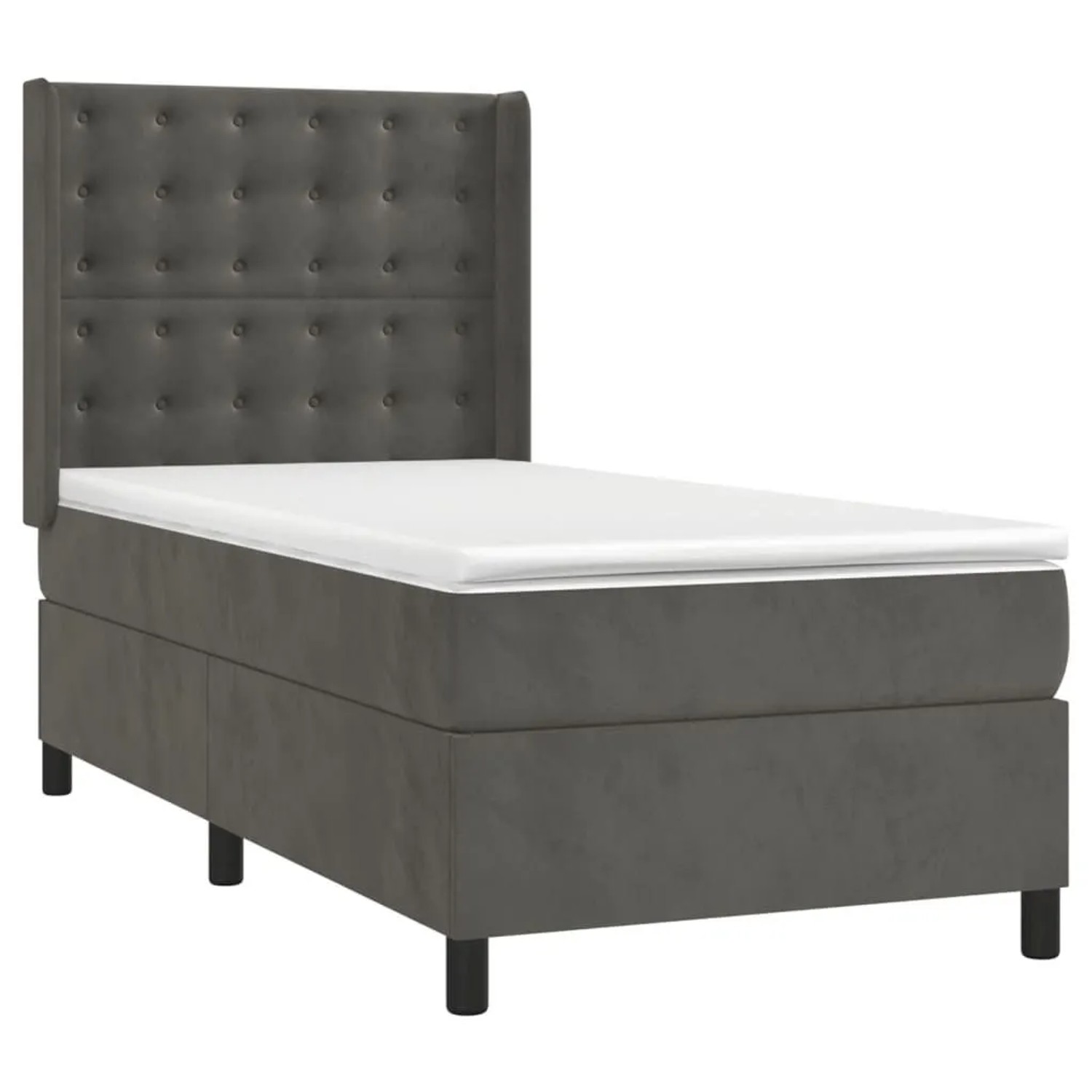 vidaXL Boxspringbett mit Matratze & LED Dunkelgrau 90x190 cm Samt 3139776 günstig online kaufen