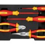 Bosch Professional VDE Werkzeug-Set, 5-teilig, mit Zangen und Schraubendrehern in rot/gelb.
