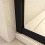 Detailaufnahme: Schwarze Ecke der Duschparadies Schiebetür 80x90cm mit 8mm Nano ESG Glas.