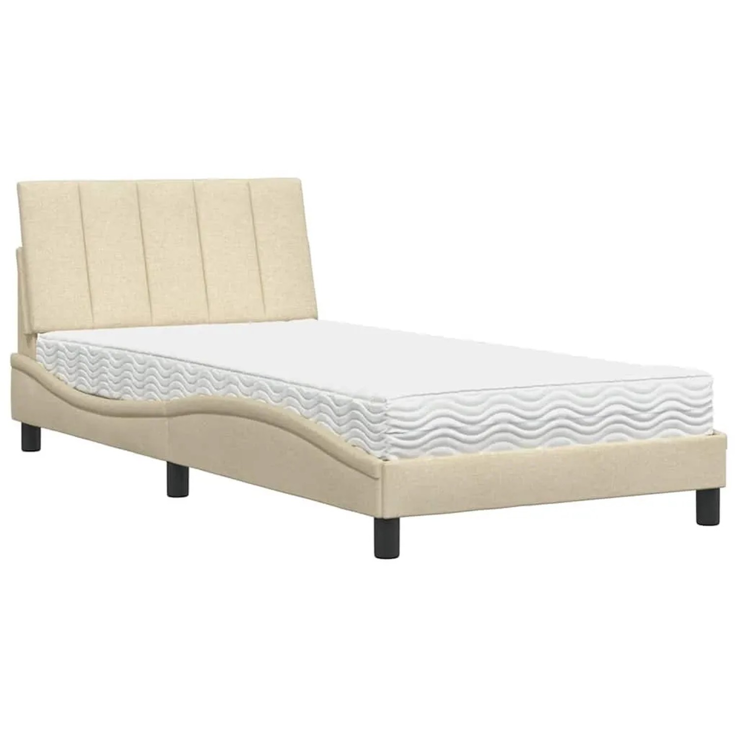 vidaXL Bett mit Matratze Creme 100x200 cm Stoff 3310515