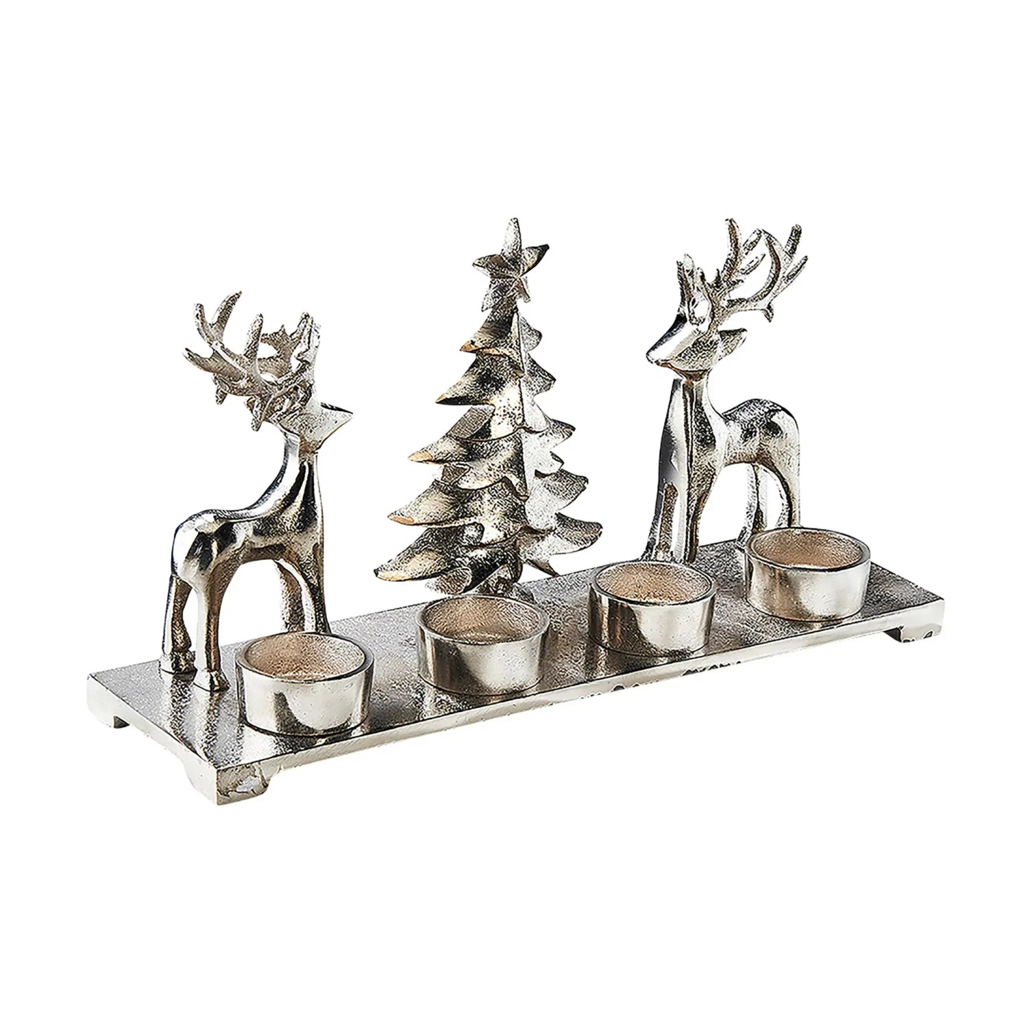 Kobolo Kerzenhalter Teelichthalter Weihnachtsbaum Rentiere 33x10x17 cm