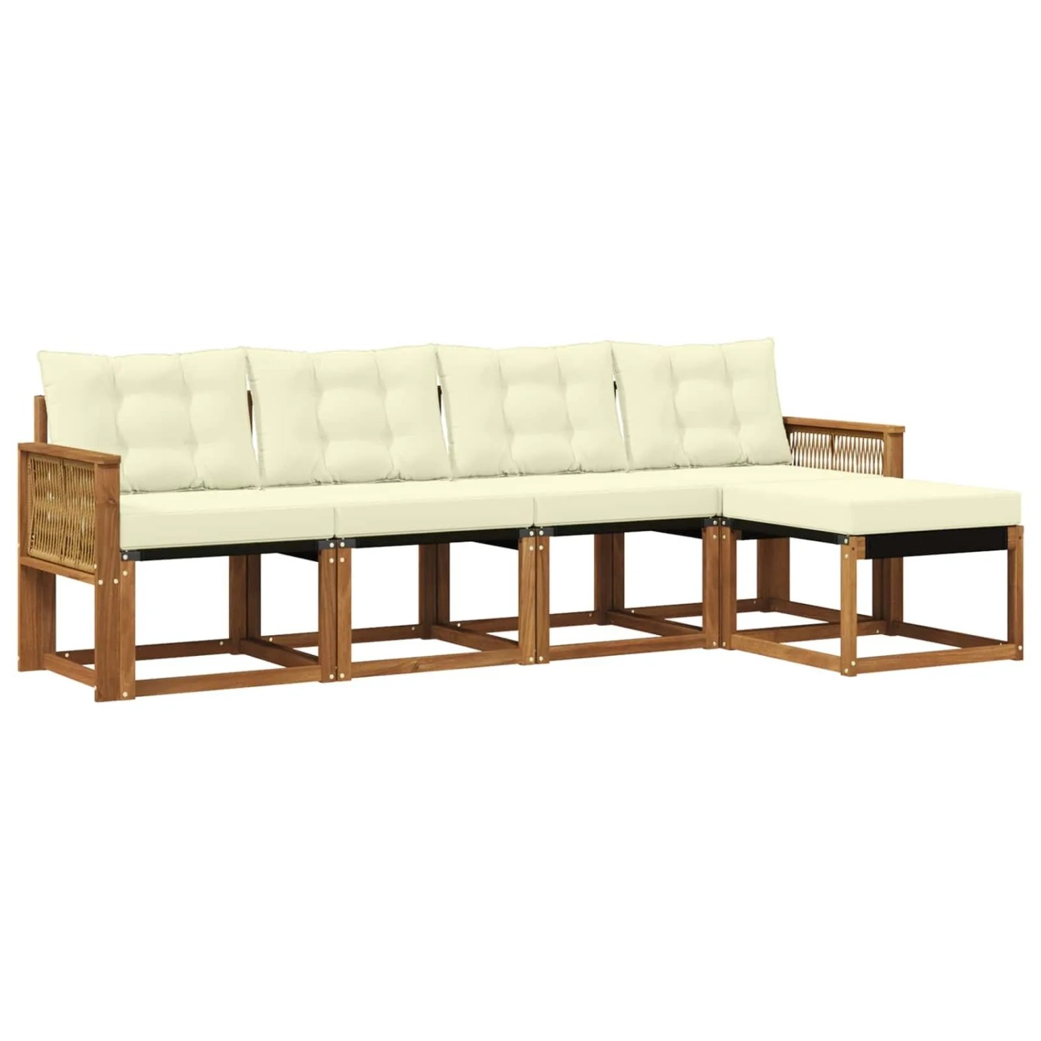 vidaXL Outdoor-Sofagarnitur mit Kissen 5 Stk Natur und Creme 3381890