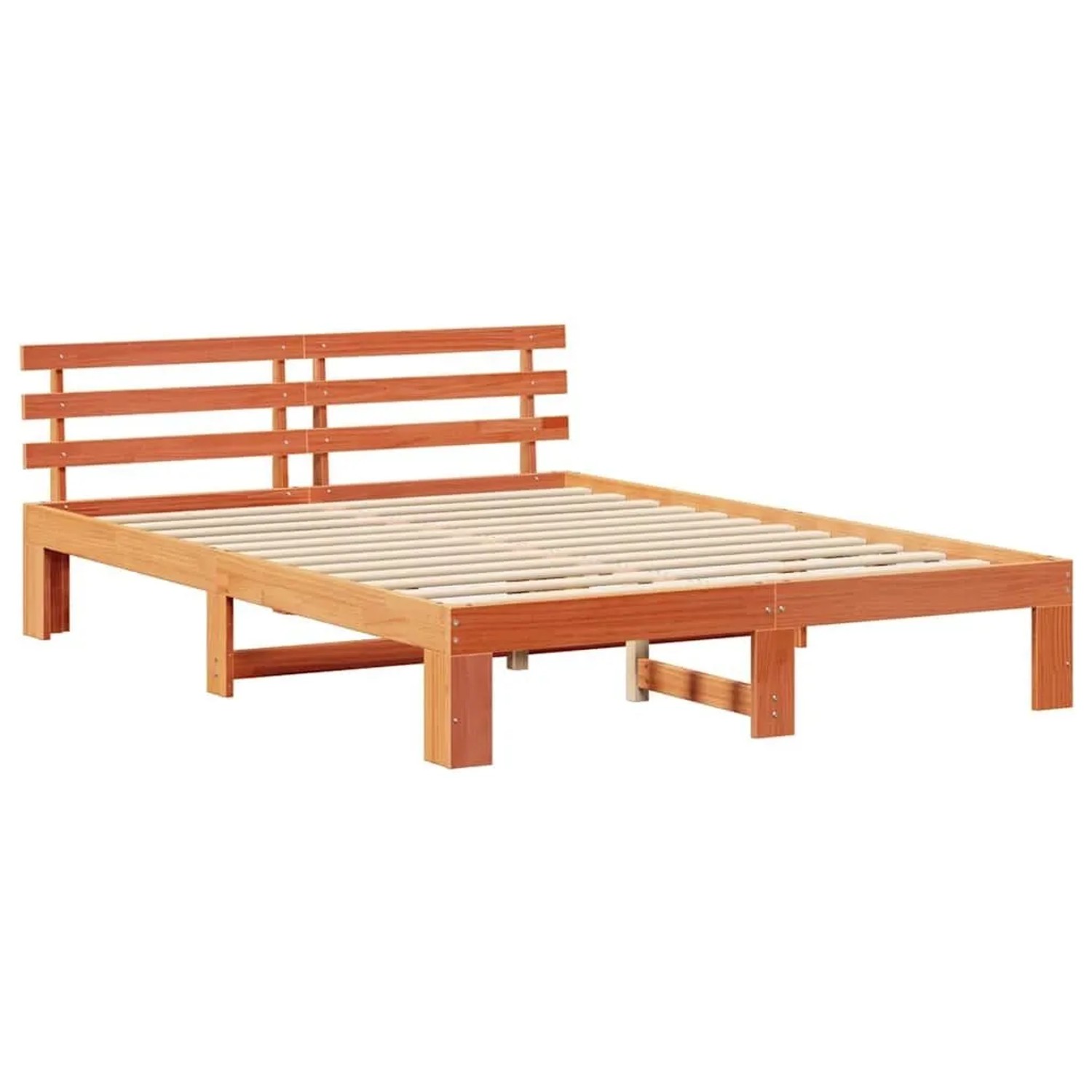 vidaXL Bettrahmen Wachsbraun 140 x 200 cm Massives Kiefernholz 872610