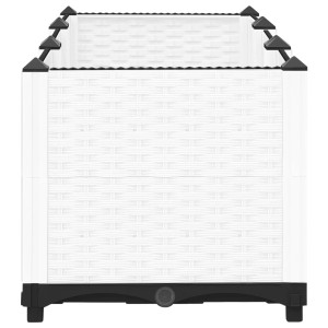 Weißes Kunststoff-Hochbeet (120x40x38 cm) mit Rattan-Optik von furnicato.