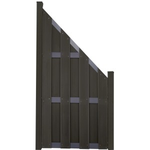 GroJa Fertigzaun schräg, 84,3x180/90 cm, anthrazit, mit Querriegeln. Sichtschutzzaun für Garten.