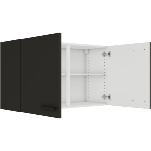 OPTIFIT Madrid420 Küchen-Hängeschrank, 100 cm, Anthrazit Matt, mit zwei Türen geöffnet.