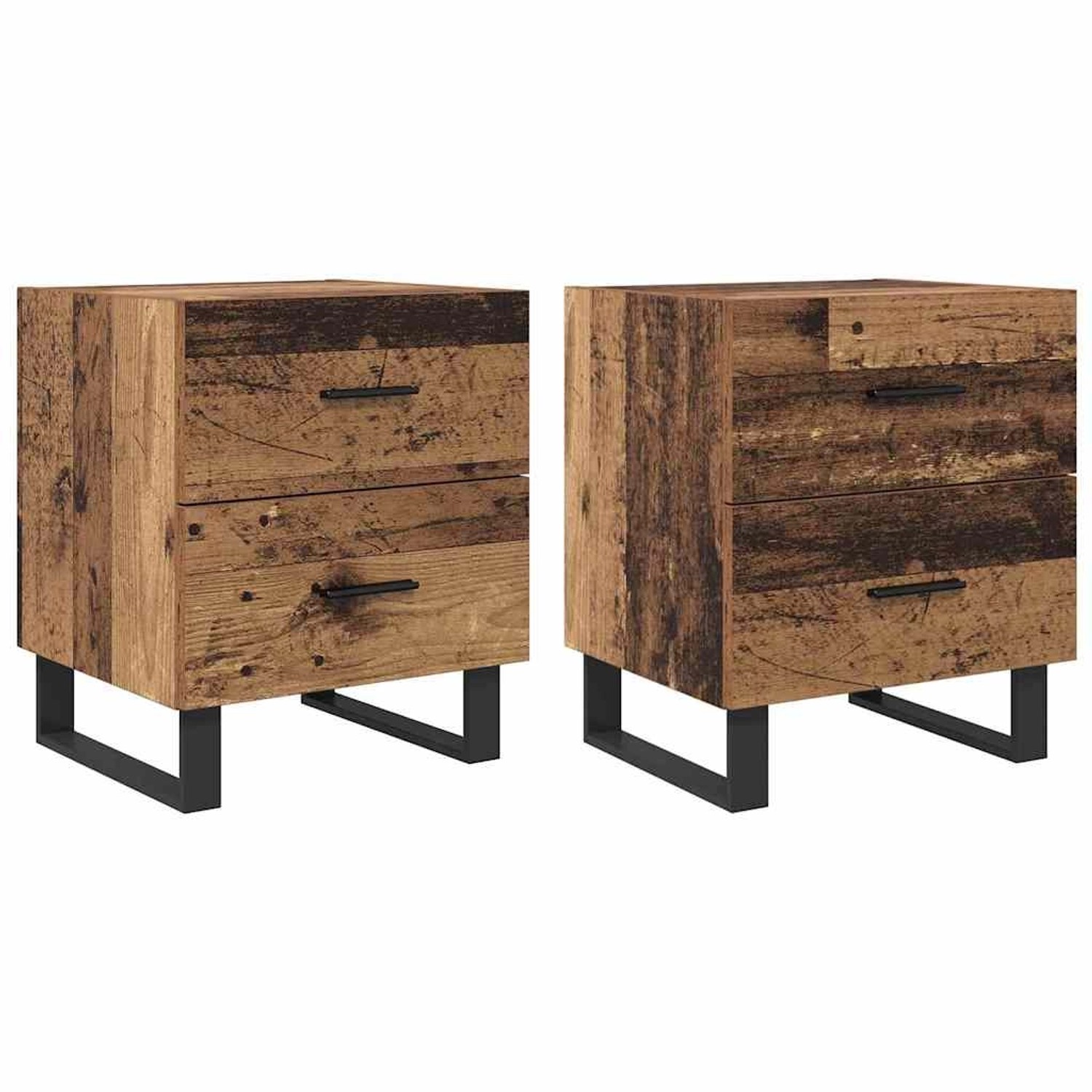 vidaXL Nachttisch 2 Stk Altes Holz und Schwarz 40 x 35 x 47,5 cm 884067 günstig online kaufen