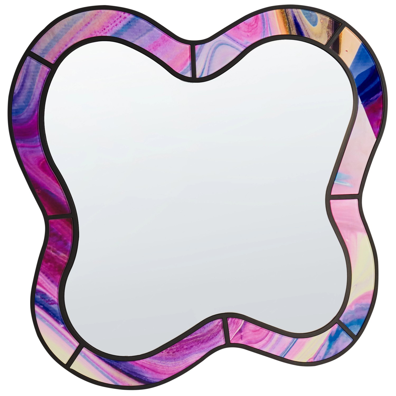 Beliani Wandspiegel PULNOY Rosa Schwarz 2x72x80