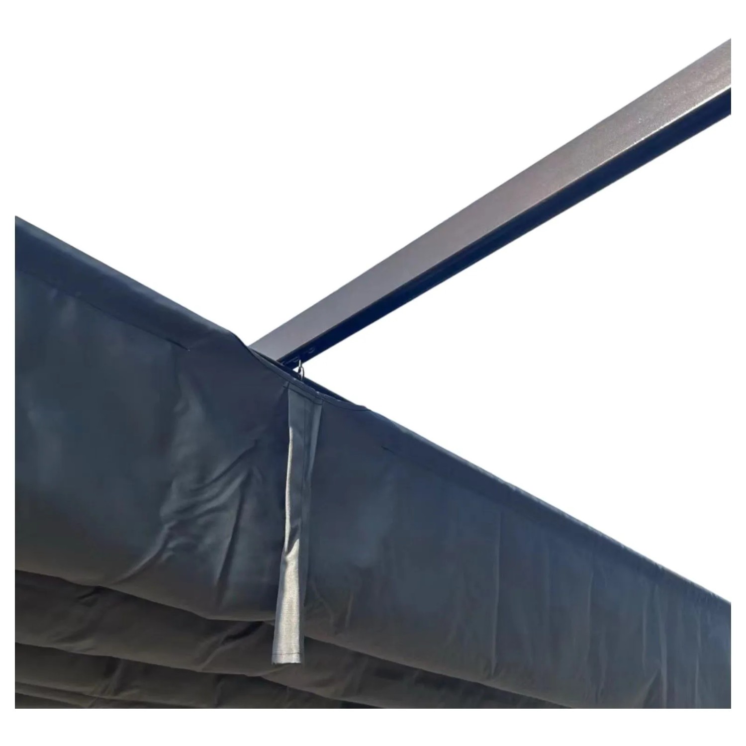 Detailansicht des anthrazitfarbenen Jet-Line Gartenpavillons Luxor Light mit Schiebedach.