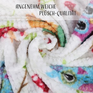 Bestlivings Kuscheldecke Cashmere Dots Kids Eule, weiche Kinderdecke mit Eulenmuster.