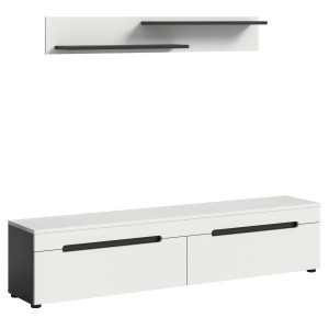 Inn.Furn TV-Lowboard und Wandboard in Weiß und Grau 170 cm Cooper
