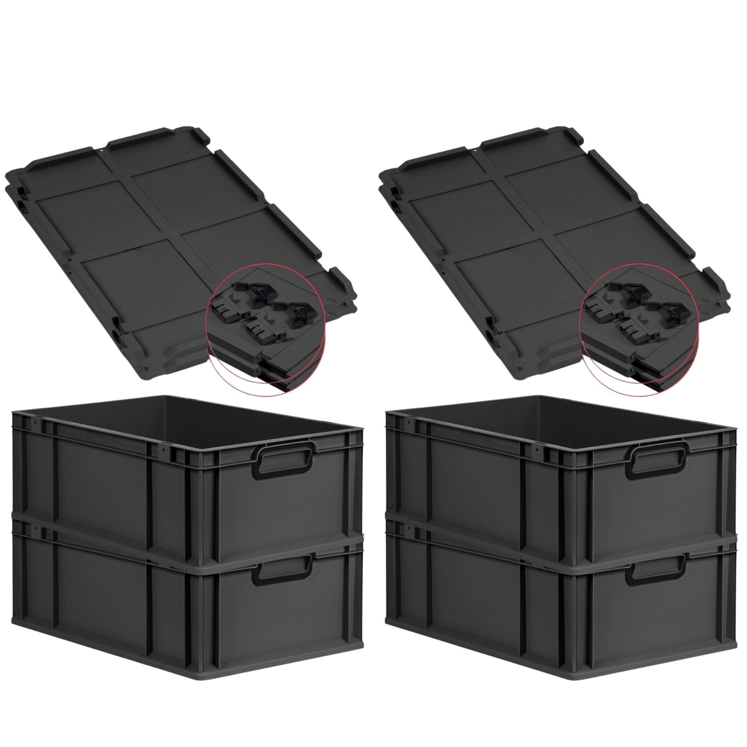 PROREGAL SuperSparSet 4x Eurobox Nextgen Color Mit Scharnierdeckel HxBxT 22 günstig online kaufen