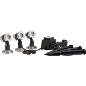 Oase LunAqua Maxi LED Set 3: 3er-Set Teichbeleuchtung mit Erdspießen und Trafo.
