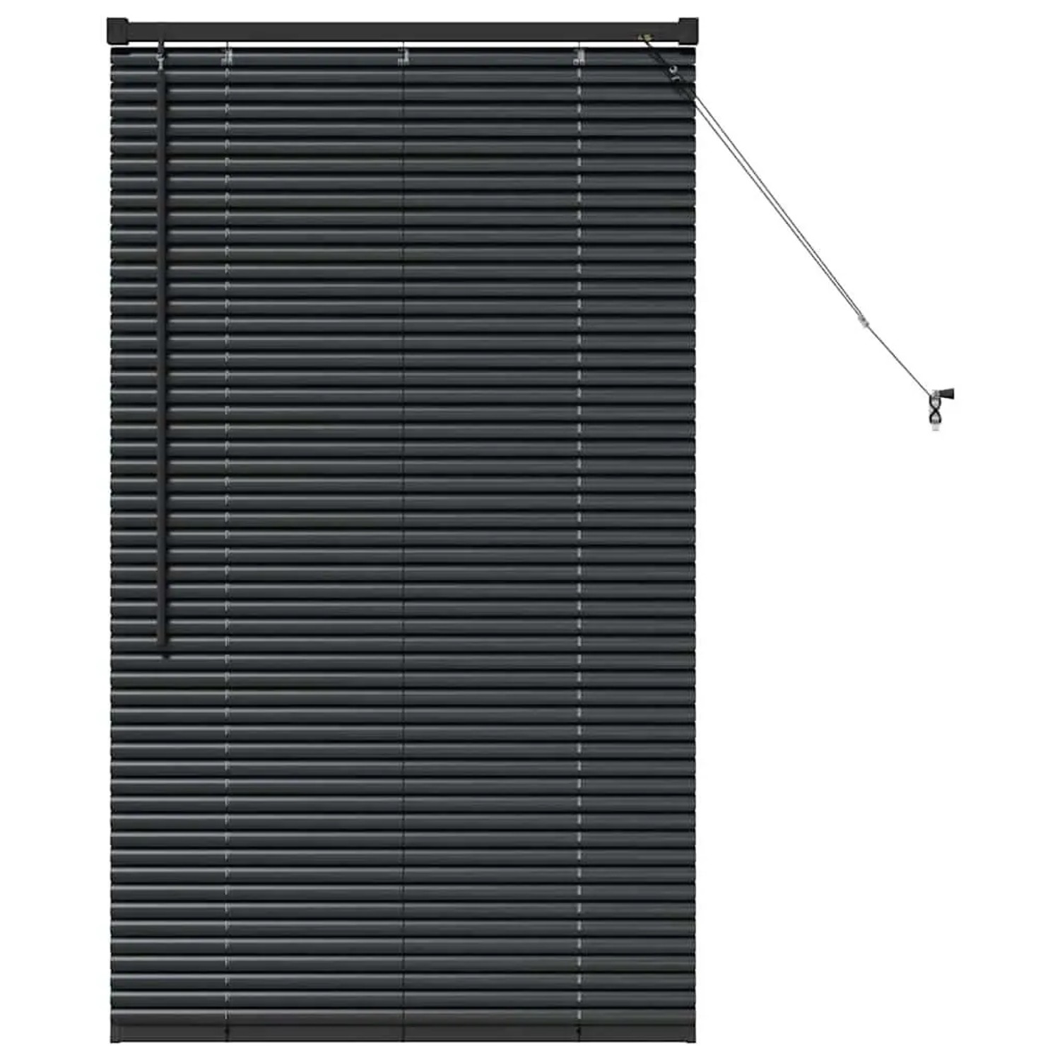 vidaXL Balkenjalousien mit Vorhängen Schwarz 130 x 75 cm Aluminium 42006117 günstig online kaufen