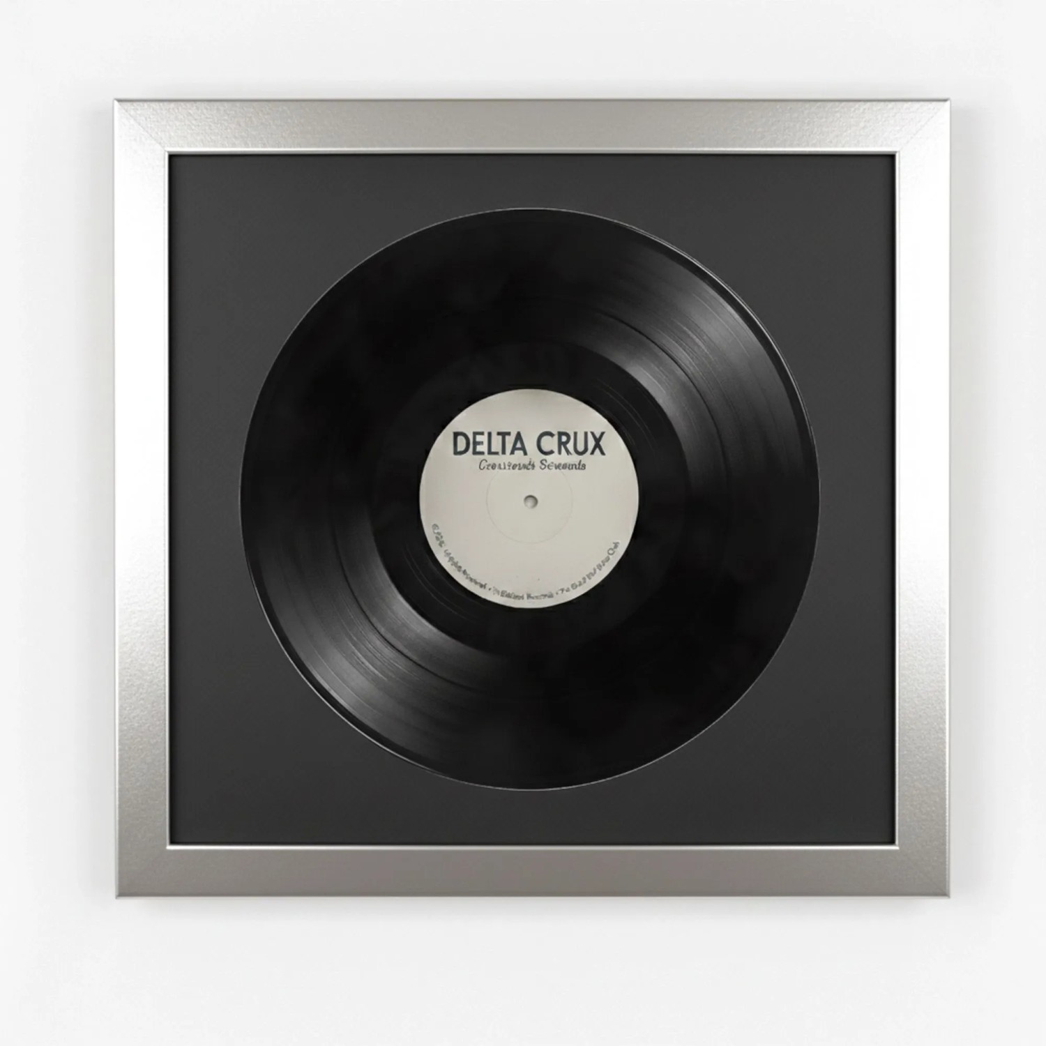 K-Möbel Schallplatten Rahmen Platin 40x40cm mit Schwarzem Passepartout für die Vinyl