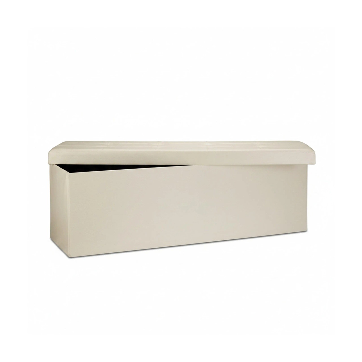 Relaxdays Sitzbank Kunstleder Creme Faltbar 38 cm x 114 cm x 38 cm 9,0 kg