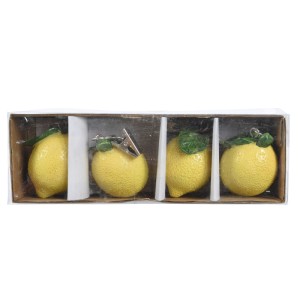 Decoris Tischdeckengewichte, 4er-Set, gelbe Zitronen aus Polyresin für drinnen und draußen.
