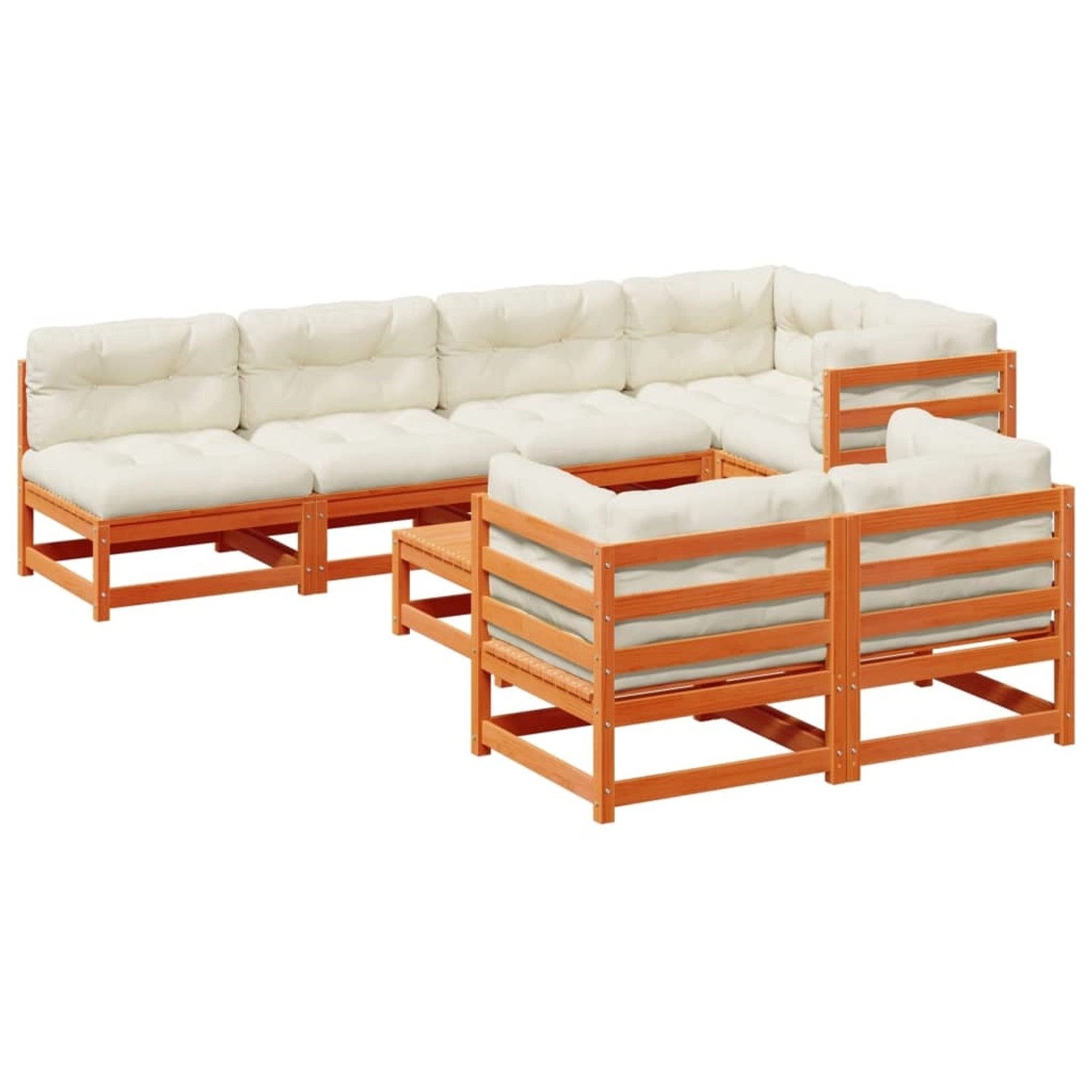vidaXL 8-Tlg Garten-Sofagarnitur mit Kissen Wachsbraun Kiefernholz 3299347 günstig online kaufen