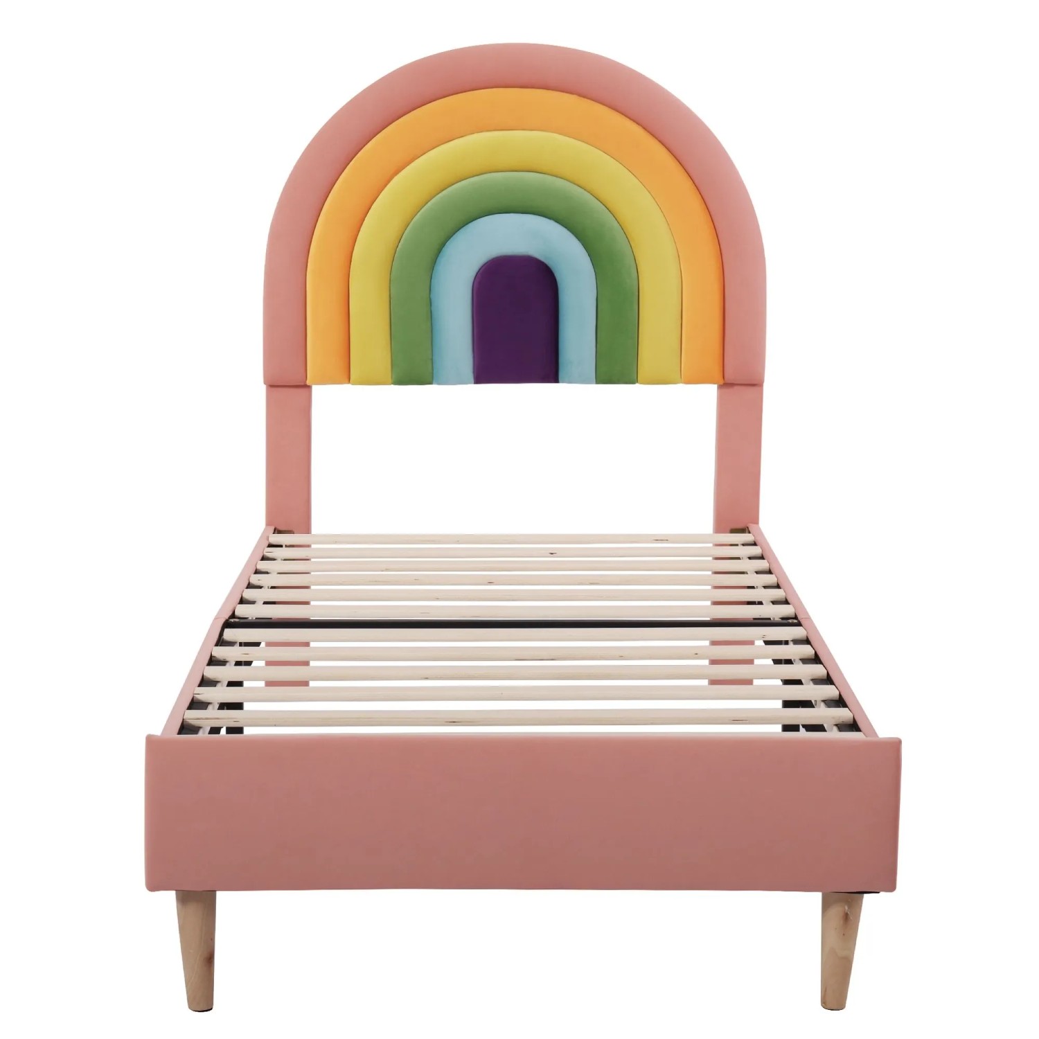 okwish Polsterbett 90x200cm mit Höhenverstellbarem Kopfteil Jugendzimmer Rosa ohne Matratze
