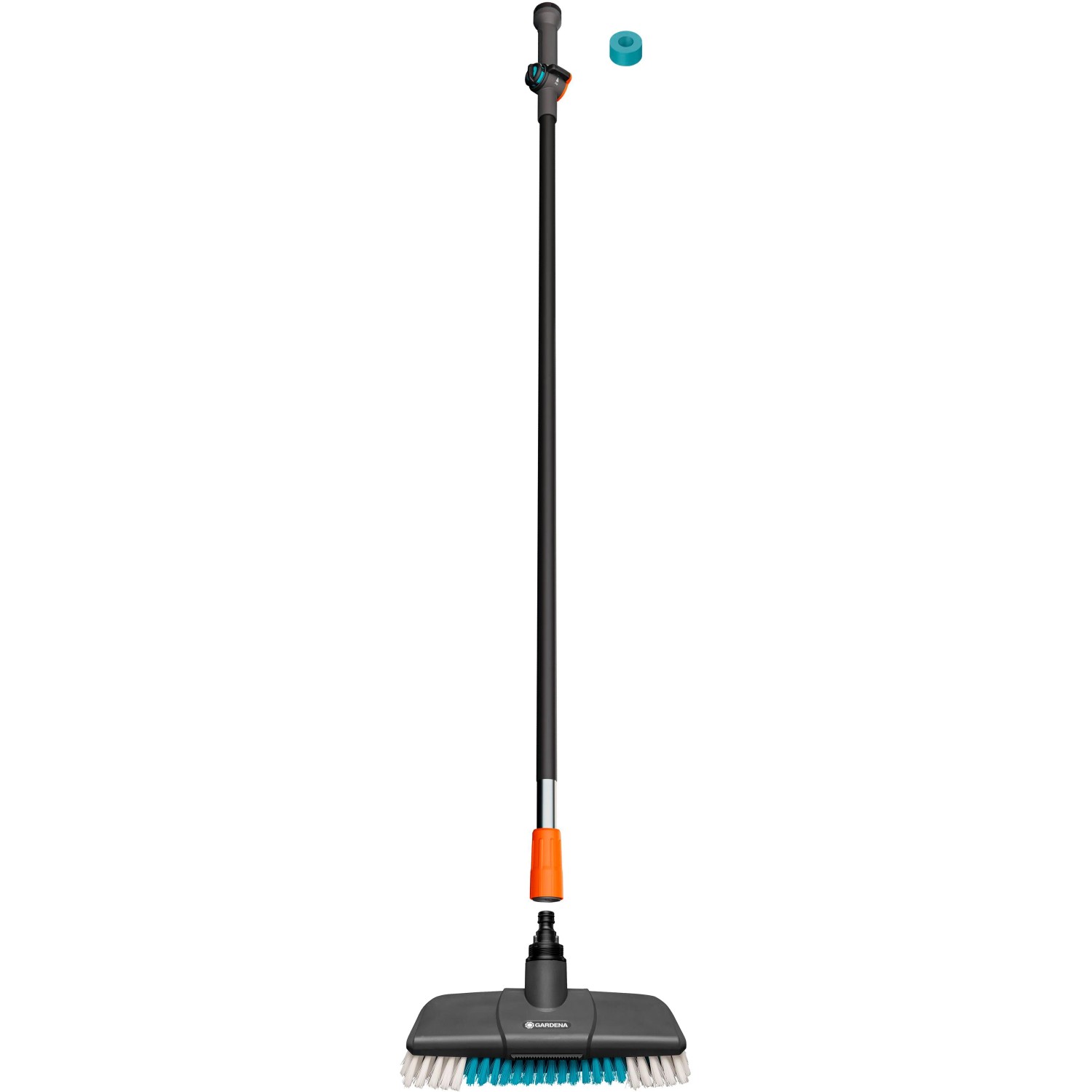 Gardena Cleansystem Wasch-Set mit Stiel Hard, anthrazit, mit Bürste und Reinigungstabs für robuste Flächen.