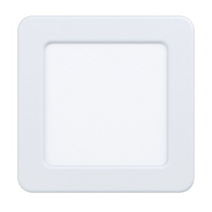 Quadratischer, weißer Eglo LED-Einbauspot Fueva 5 mit abgerundeten Ecken.