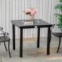 Outsunny Gartentisch, quadratisch, schwarz, für 4 Personen mit Blumen und Gläsern dekoriert.