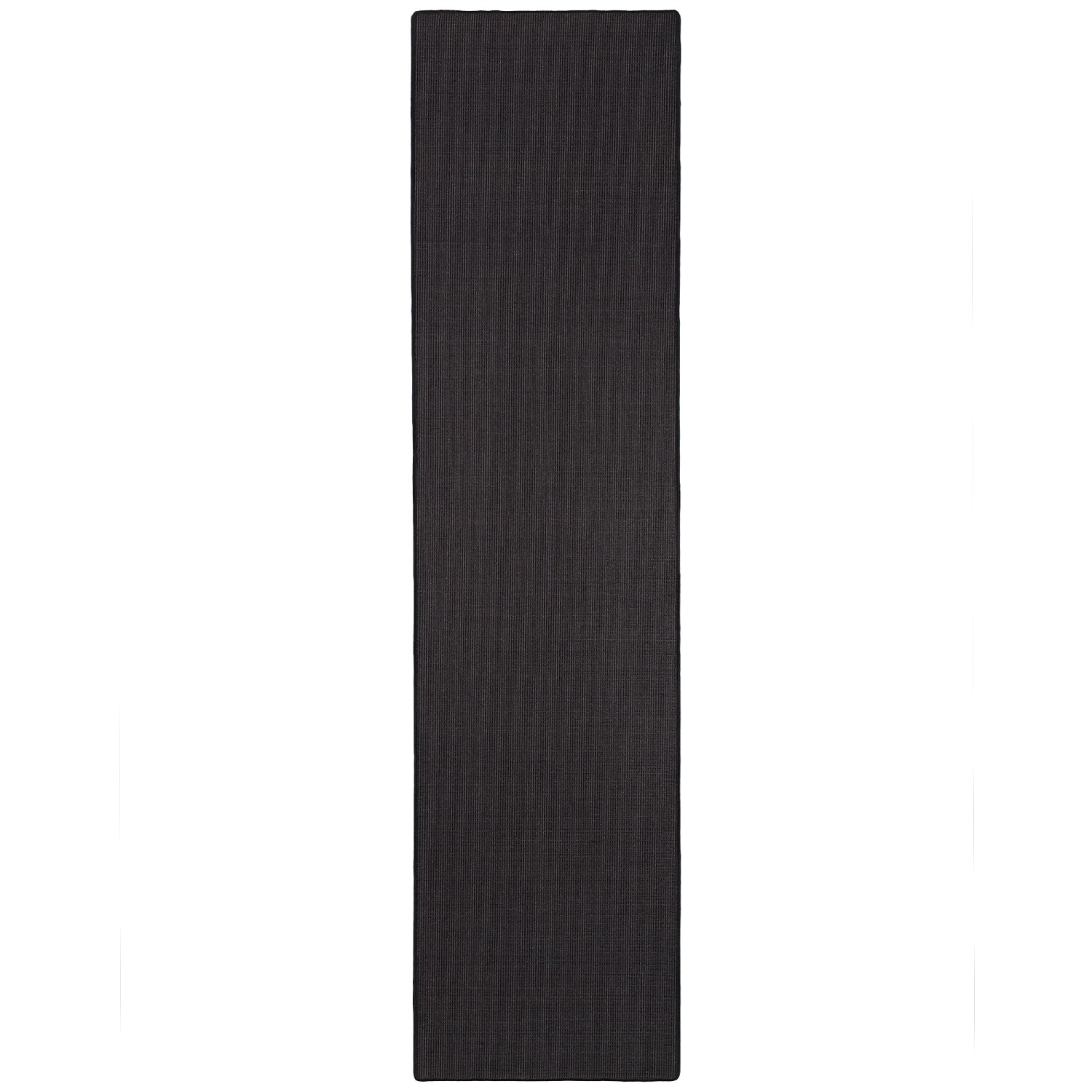 Schwarzer Sisal Teppichläufer 100x300cm, geeignet für Fußbodenheizung.