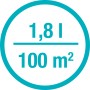 Symbol: 1,8 l Füllmenge für 100 m² Fläche beim Gardena Handstreuer M.