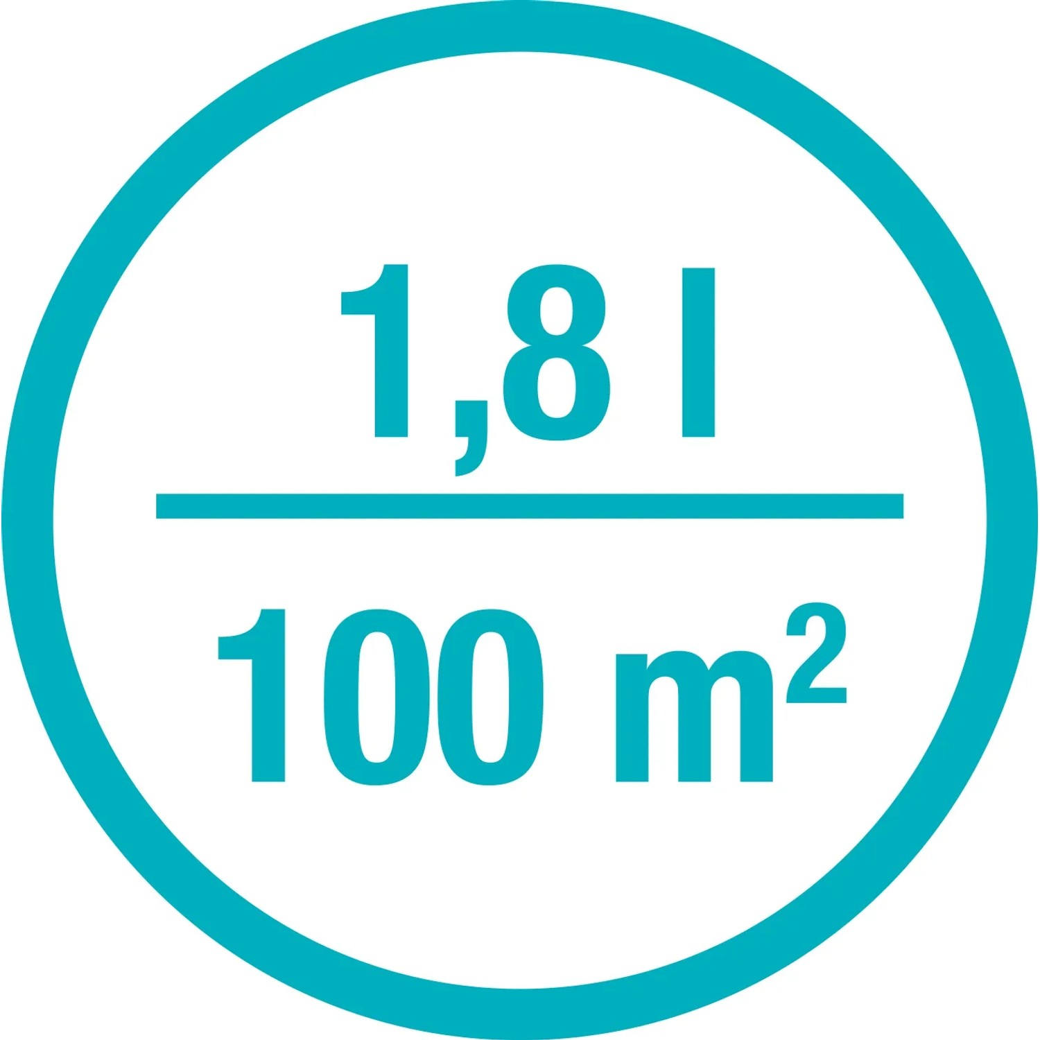 Symbol: 1,8 l Füllmenge für 100 m² Fläche beim Gardena Handstreuer M.