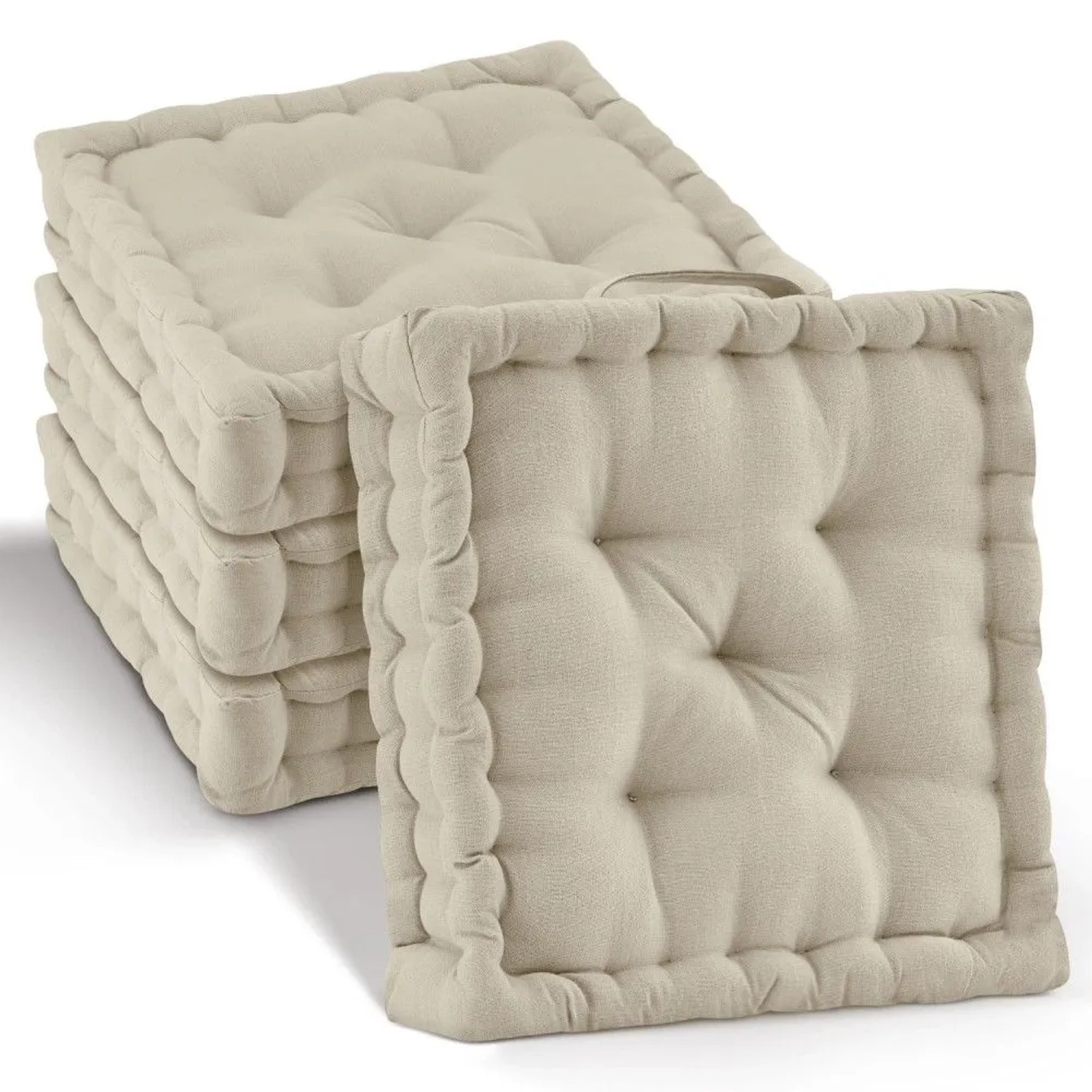 Beautissu Mila Stuhlkissen 40x40x8cm Leinen 4tlg