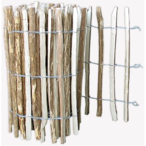 Floraworld Staketenzaun aus Haselnuss, 500x90cm, naturbelassen, zur Grundstücksabgrenzung oder als Rankhilfe.