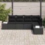 Schwarzes 5-teiliges Garten-Sofa-Set aus Poly Rattan von vidaXL. Modulares Lounge Set für Terrasse und Garten.