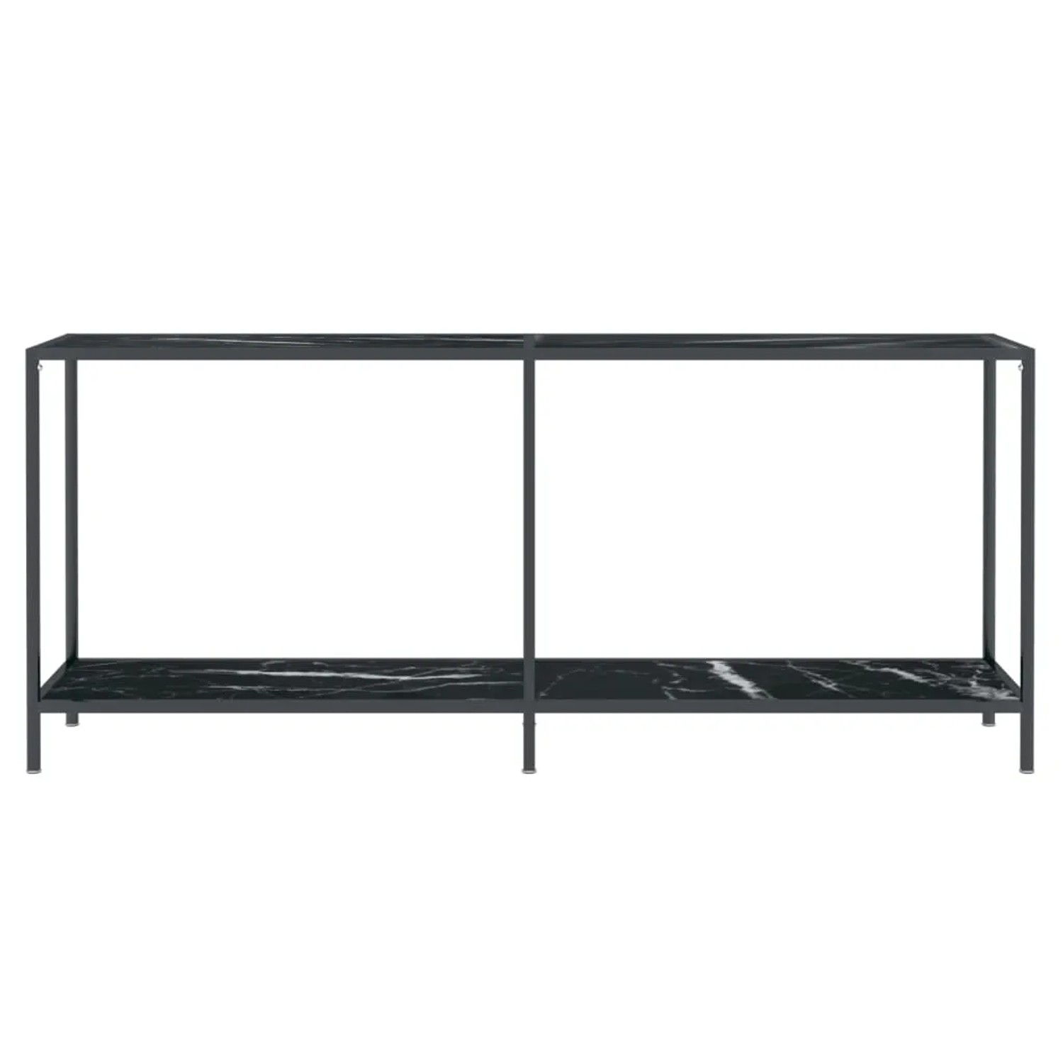 Schwarzer vidaXL Konsolentisch (180 cm) mit Hartglas-Ablage für Wohnraum oder Flur.
