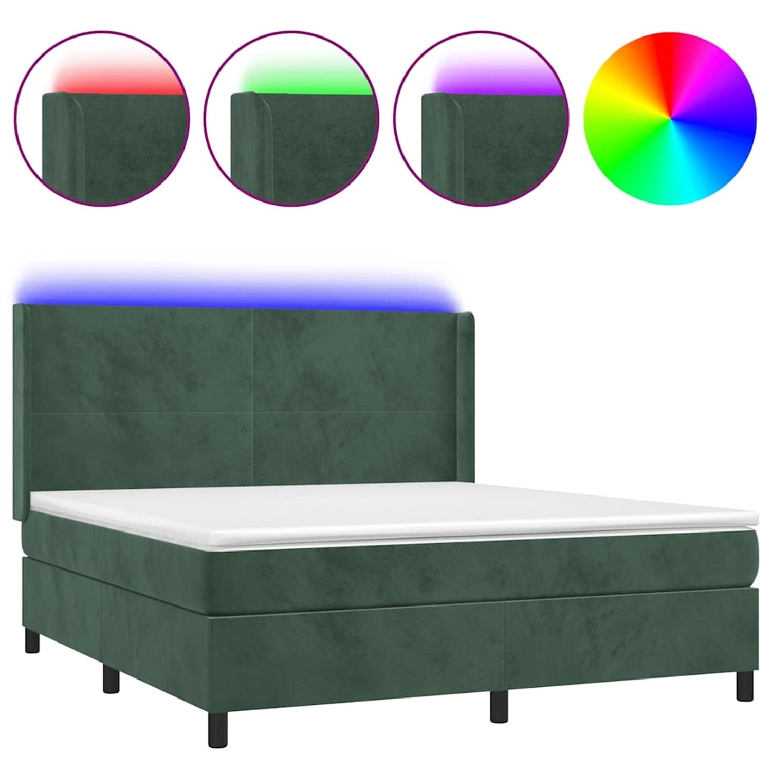vidaXL Boxspringbett mit Matratze & LED Dunkelgrün 180x200 cm Samt 3139460 günstig online kaufen