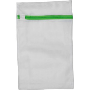 Wäschenetz 3er Set, weiß mit grünem Reißverschluss, für schonendes Waschen und als Organizer.