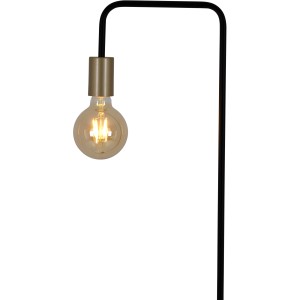 Moderne Näve Stehleuchte Modo, 150 cm hoch, mit schwarzem Gestell und goldfarbener Fassung.
