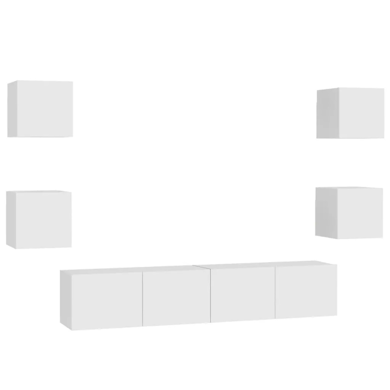 vidaXL 6-Tlg TV-Schrank-Set Weiß Holzwerkstoff 3078662