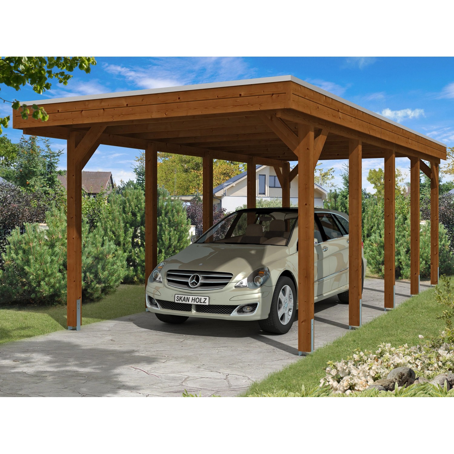 Skan Holz Carport Friesland 314 cm x 708 cm Nussbaum günstig online kaufen