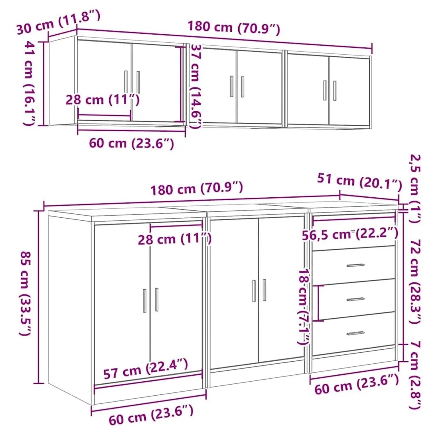 vidaXL Garagenschränke 6 Stk Sonoma-Eiche Holzwerkstoff 3328343_16