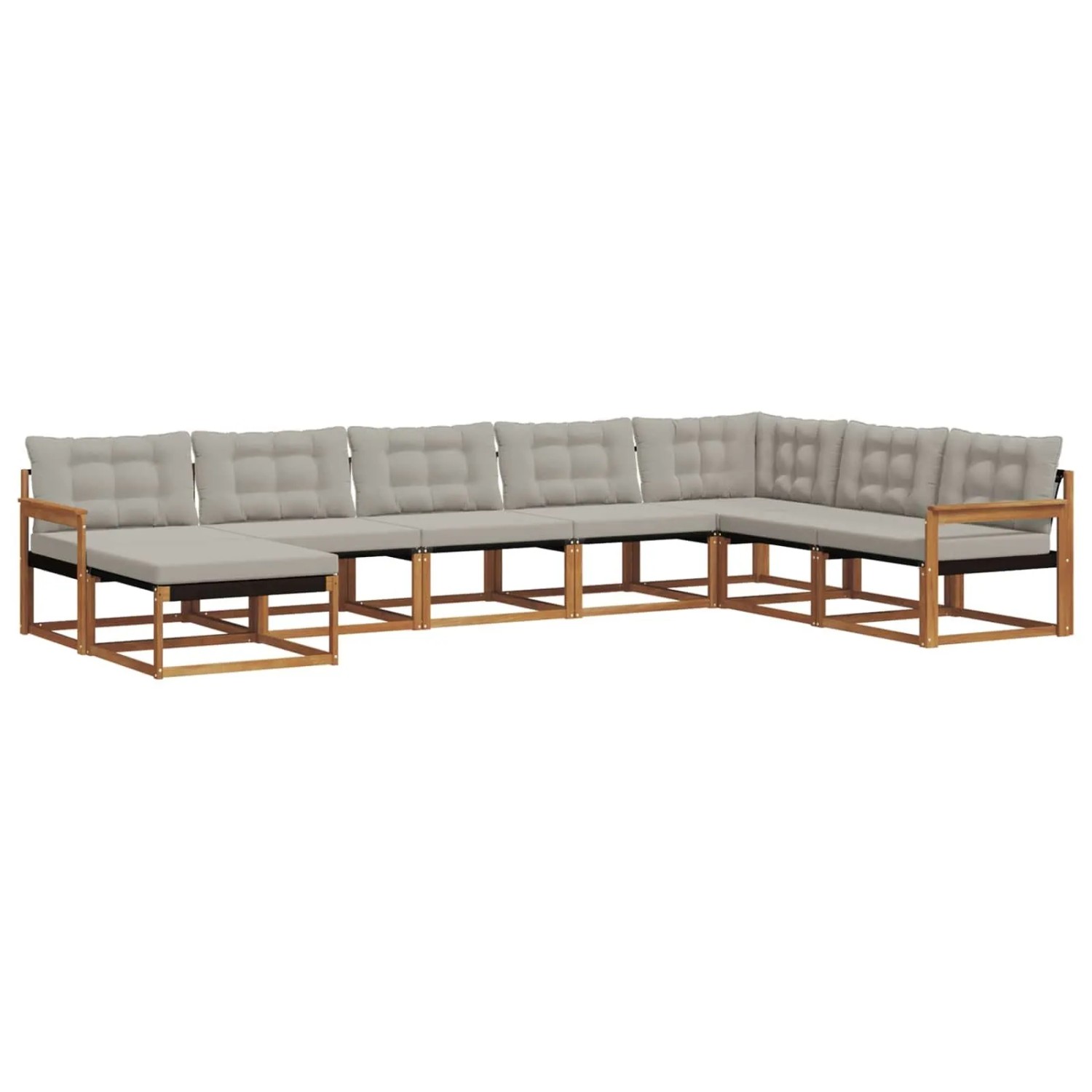 vidaXL Outdoor-Sofagarnitur mit Kissen 8-Tlg Natur und Hellgrau 3369738