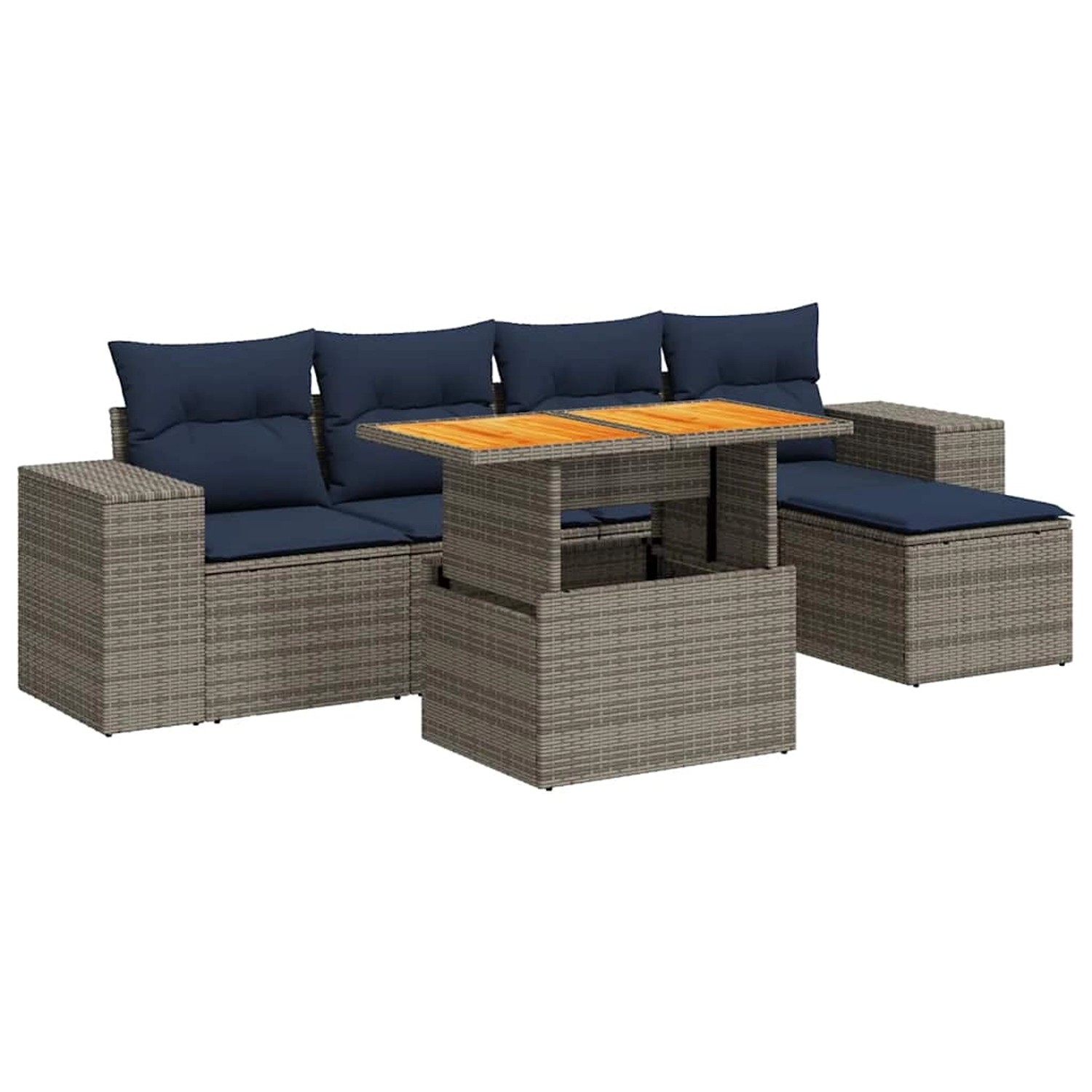 vidaXL 6-Tlg Garten-Sofagarnitur mit Kissen Grau Poly Rattan 3327365 günstig online kaufen