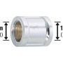 Verchromte Messing Gewinde-Muffe, 14,9 mm (Rp 3/8) für sichere Rohrverbindungen.