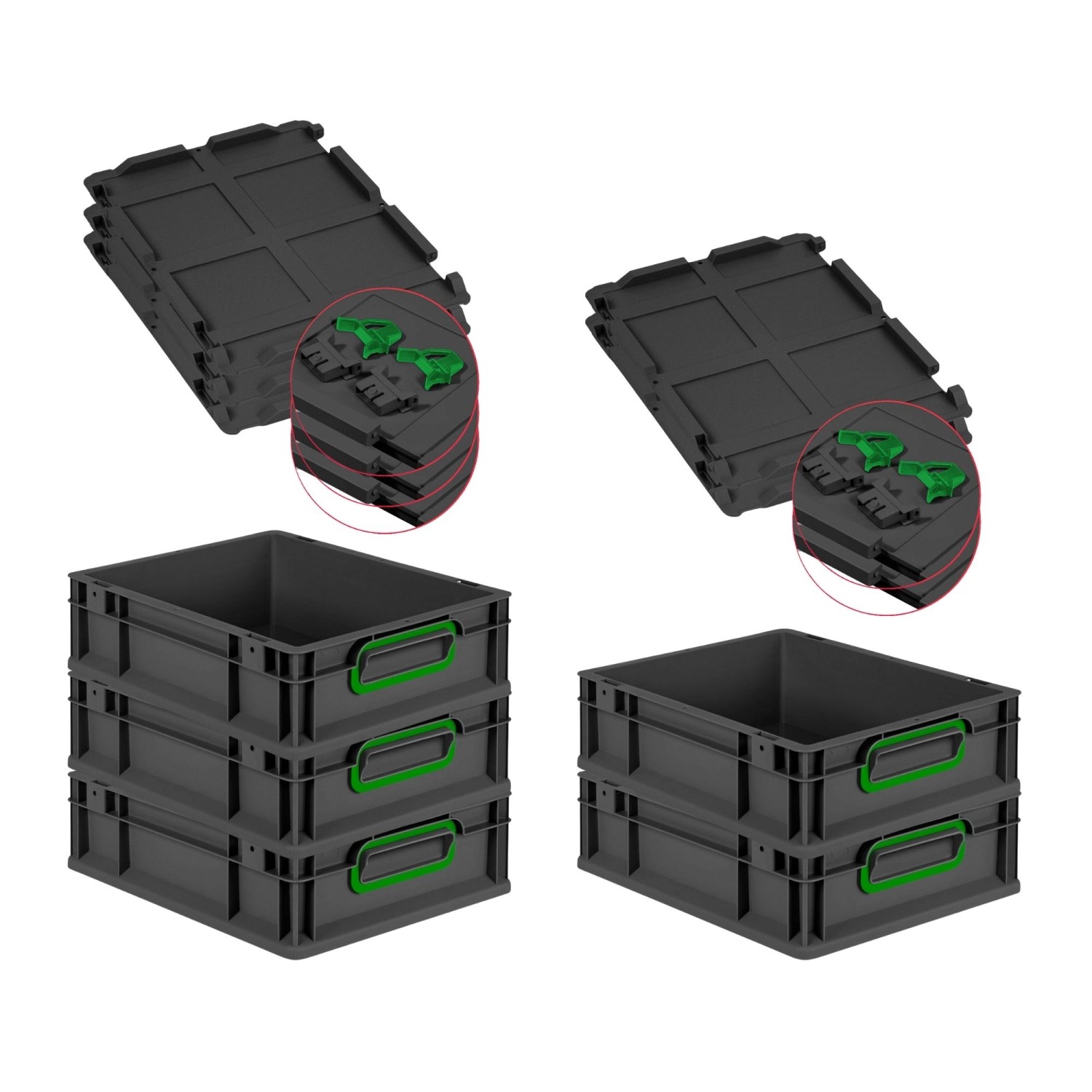 PROREGAL SuperSparSet 5x Eurobox Nextgen Color Mit Scharnierdeckel HxBxT 12 günstig online kaufen