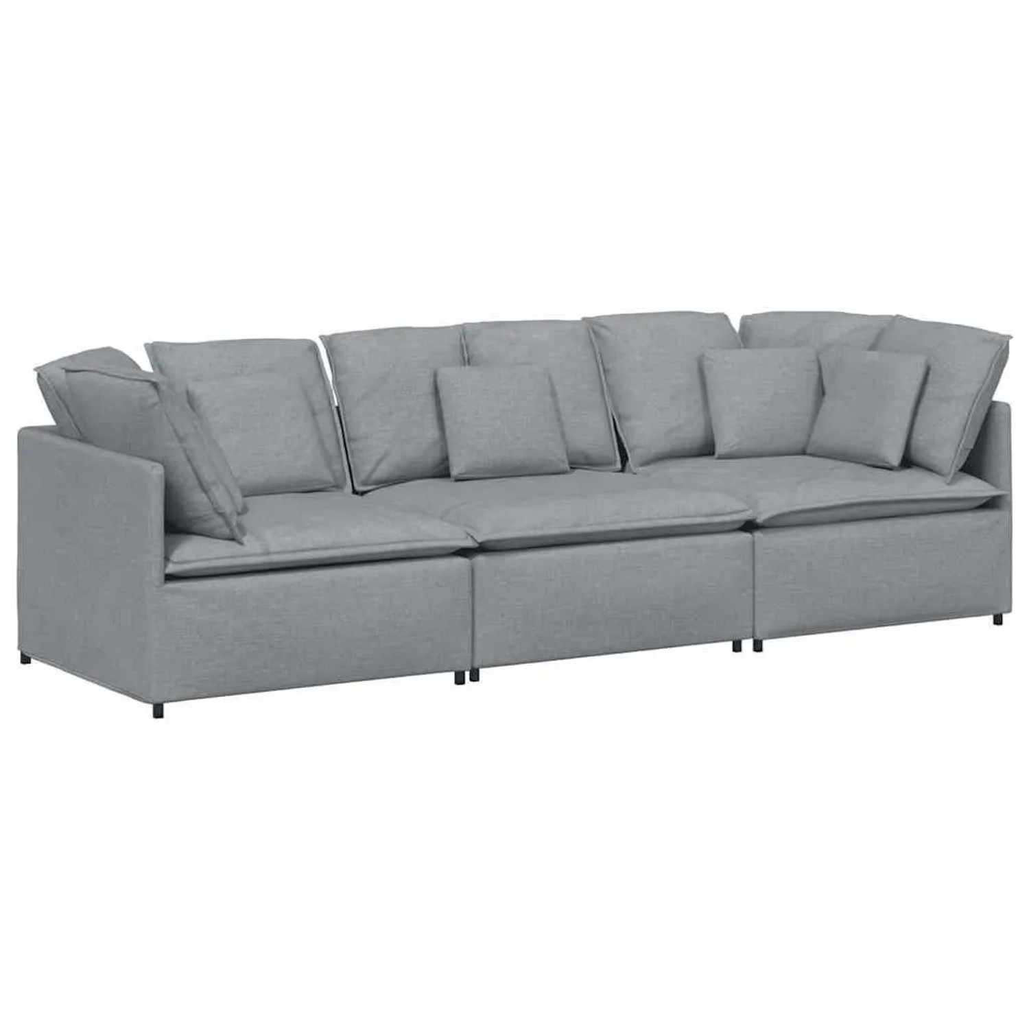 vidaXL Modulares Sofa mit Kissen Stoff Hellgrau 3321267